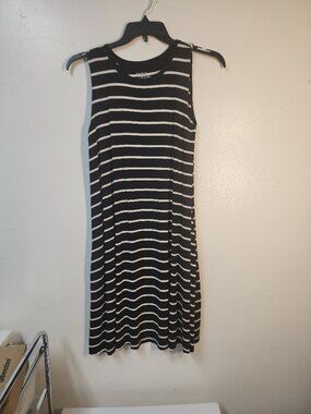 Time and True XL black & white striped tank dress EUc sUMMER